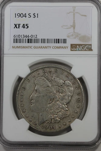 1904-S  1.00 NGC XF45   Morgan Silver Dollar,Miss Liberty Head Dollar,$1