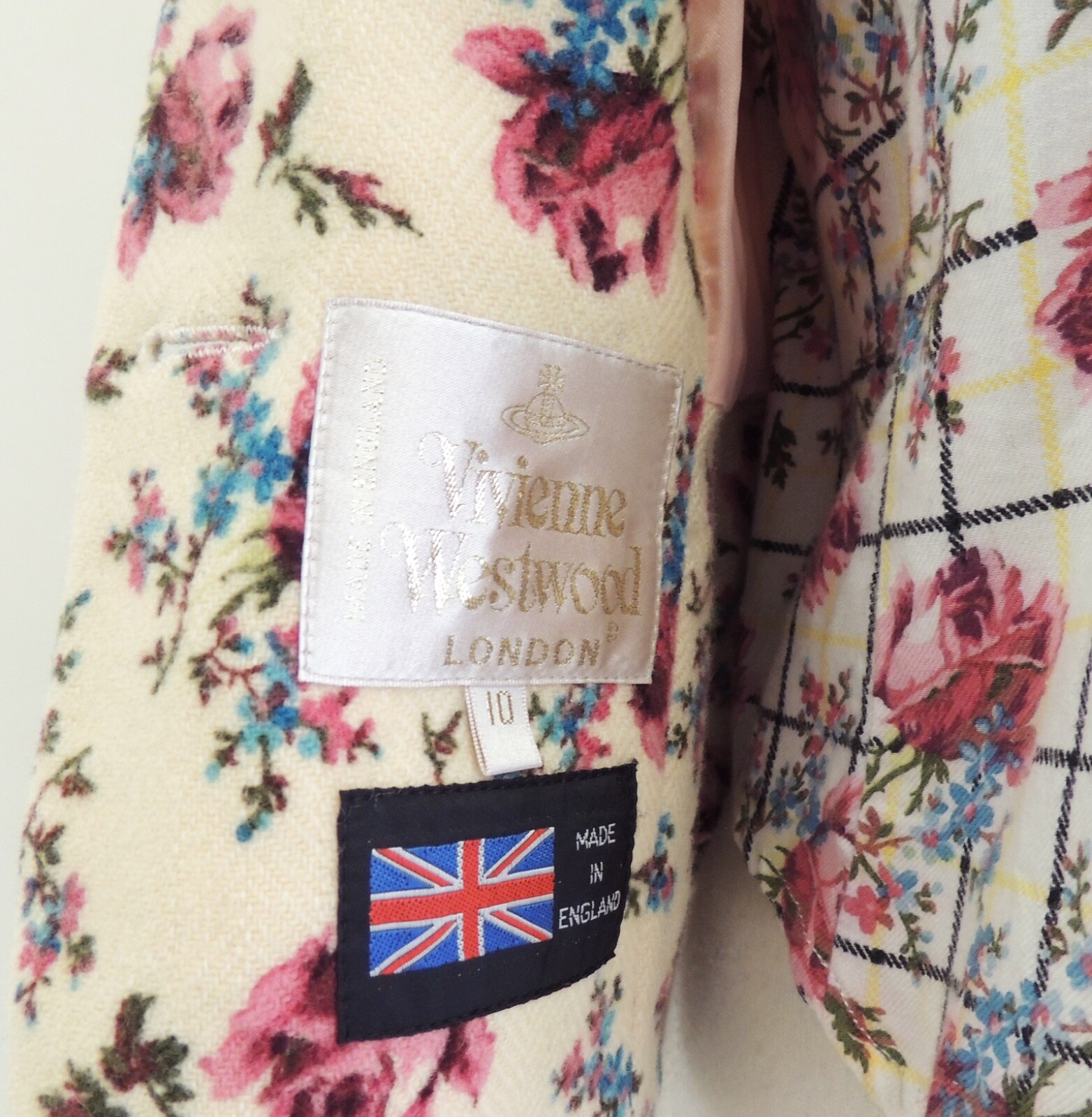 ALTRA VIVIENNE WESTWOOD 1996 VIVE LA COCOTTE Rosa tweed Bettina giacca camicie e cravatta