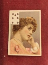 RARE TYPE WILLS MINIATURE PLAYING CARD - BEAUTIES (1896) # 7 of SPADES