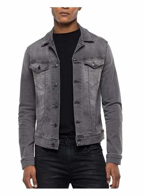Replay Jeans Para Hombre Chaqueta Vaquera Hyperflex Bio gris medio | eBay