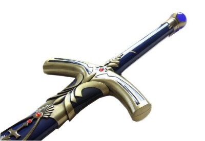 S0186 ANIME FATE STAY NIGHT CALIBURN SABRE SWORD IN THE STONE GOLD BLUE GEM 47''