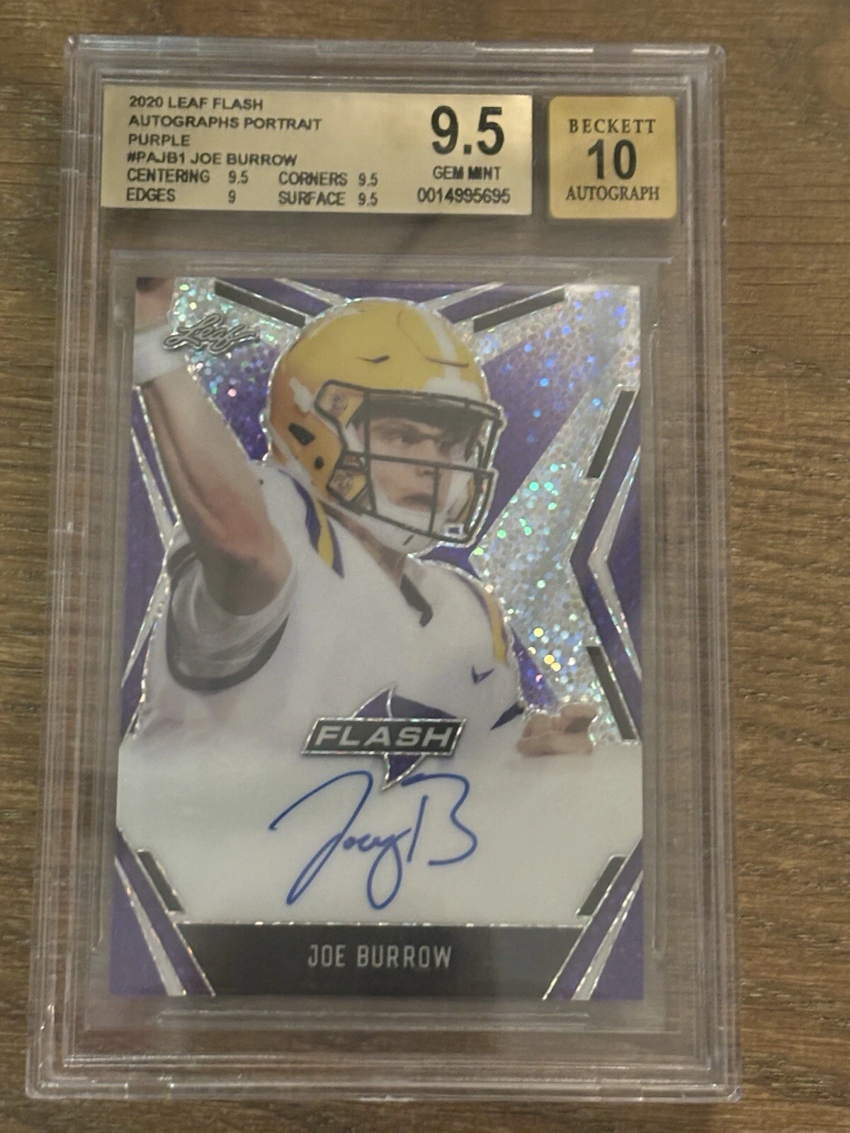Joe Burrow Leaf Flash Autographs Portrait #PAJB1 Purple