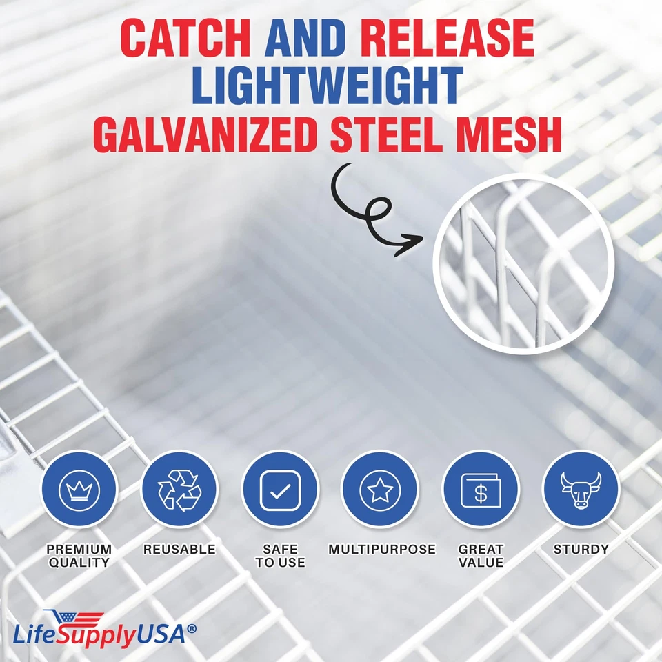 Trampa jaula grande de alta resistencia para animales humanos vivos para zorros mapaches Foto 4 de 4