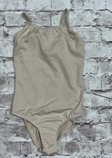 Bloch Nude Tan Camisole Leotard Girls Size 12 Thin Strap, Front Lined, Dancewear