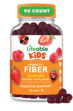 Lifeable Prebiotic Fiber for Kids - Great Tasting Berry Flavor Gummy - 90 Count