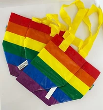 SET of 2 - Ikea STORSTOMMA Reusable Shopping Carry Bag Small Rainbow Multicolor