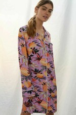 Anthropologie Farm Rio Pineapple Sleep Tunic Dress Pajamas Purple sz XS NWT