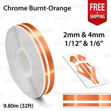 CHROME BURNT-ORANGE 1/2" 12mm Twin Lines PIN STRIPE TAPE Decal Vinyl Sticker