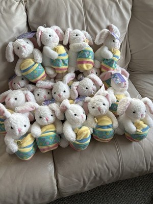 New Hallmark Stuff Bunny Plush Toy 19 of Them 5x5x8 Inches  Egg Has Compartment-