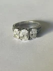 Vintage 925 Sterling Silver 3 Stone Engagement Ring Approx Size 5.75; 4 Grams