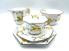 Melba Vintage Bone China Tea Cup Saucer Plate Milk Jug and Sugar Bowl Set Floral