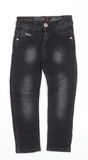 Kuka & Jeans Boys Black Straight Denim Jeans Size 20 Regular Fit