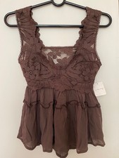 Intimately Free People Petal Party Shapeless Cami Sz S color brown NWT