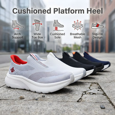 Men Hands Free Slip In Wide Toe Box Orthopedic Arch Support Walking Shoe Sneaker