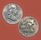 1957 FRANKLIN HALF DOLLAR, PREMIUM GEM, 90% SILVER, US MS COIN