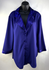 Vintage Victoria's Secret Gold Label Purple Sleep Shirt Button Up Collared M/L