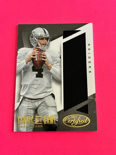 2017 DEREK CARR WORN JERSEY CERTIFIED FABRIC OF THE GAME RAIDERS SERIAL#66 / 99