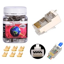 RJ45 CAT6a Cat6 Connector with Grounding Buckle Gold Plated 8P8C Grounded Pas...