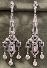 Vintage 1930’s Joseff of Hollywood Art Deco Rhinestone Chandelier Earrings
