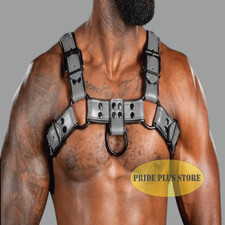 MEN Leather Adjustable Chest Strap Half Harness Club-Wear Costume Bulldog Harnes