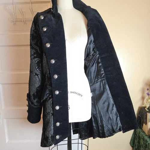Shrine Hollywood California black brocade gothic steampunk military vampire coat image 19