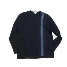 Geoffrey Beene Mens Stripe Vneck Sweater Blue Size L