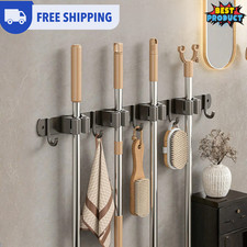 5X Wall Mount Mop Organiser Brush Broom Holder Kitchen Tool Storage Solution UK
