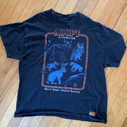 Steven Rhodes T-Shirt Adopt A Familiar Black Magic Animal Rescue Graphic Tee XL