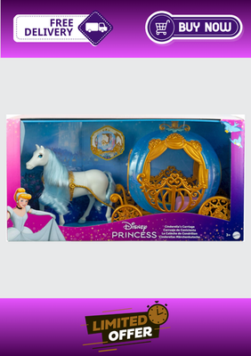 #ad Disney Princess Cinderella Rolling Carriage and Horse with Brushable Mane $35.99