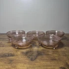 5 VTG Anchor Hocking Pink Depression Glass Manhattan Footed Dessert Bowl Dishes