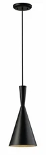 Canarm Rocco 1-Light Pendant Light, Black with Aluminum Shade, Adjustable Han...