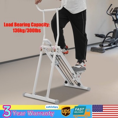 Foldaway Climber Stair Stepper w/ LCD Display & Adjustable Handrail for Home Gym