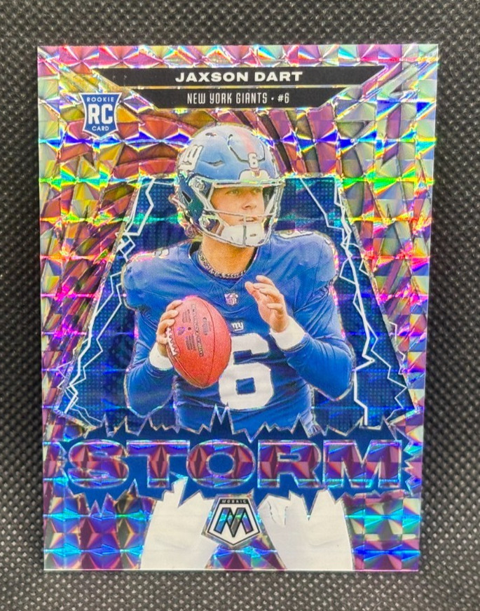 2025 Panini Mosaic - Jaxson Dart RC Storm Purple 05/49 - New York Giants #12
