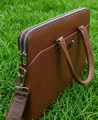 Montblanc Brown Color Leather Briefcase Laptop Bag | Adjustable