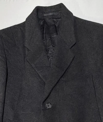 Vintage Stafford Executive Single Breast Black Overcoat Sz 38 Cashmere Wool EUC image 2