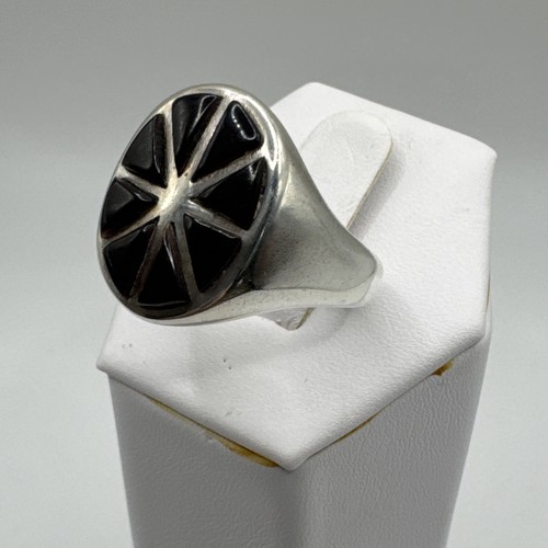 Vintage Men’s Sterling Silver and Black Onyx Ring Sz 11