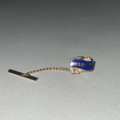 10K GF Gold Filled Tie Tack Pin Bar w/ Blue Enamel Delbar Auto Products Logo