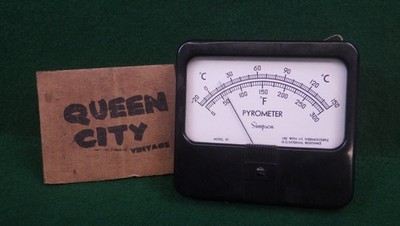 Simpson model 29 panel mount Pyrometer gauge -20 to 150C,0-300F I/C thermocouple
