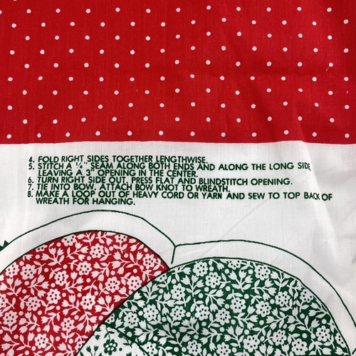 Panel de tela de corona de Navidad para cortar y coser artesanía navideña de 20" de diámetro Rojo Verde Floral - Imagen 6 de 6
