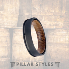 6mm Wood Wedding Ring Whiskey Barrel Rings Black Tungsten Wedding Band Mens Ring