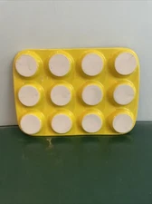 Enameled Cast Iron 12 Muffin Pan Yellow EUC