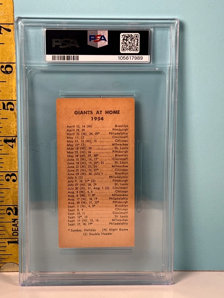 1954 New York Journal American Al Dark Giants Home Schedule PSA 3 (VG)🔥 Foto 2 de 2