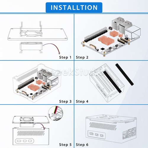 Raspberry Pi 5 Aluminum Case Enlosure Shell with Cooling Fan Heatsinks for RPI 5 - Picture 6 of 9