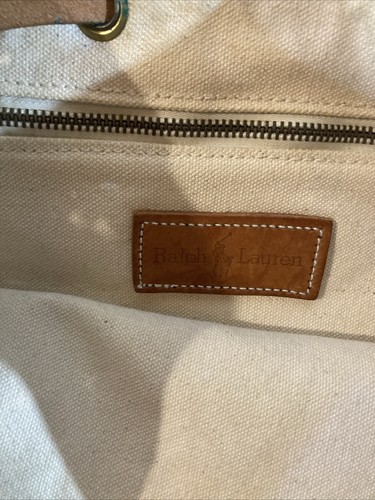 Borsa zaino vintage Ralph Lauren Madras a quadri e in pelle con coulisse - Foto 10 di 12