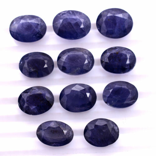 11 Pcs Natural Iolite Untreated Top Quality 12mm-14mm Oval Cut Loose Gemstones