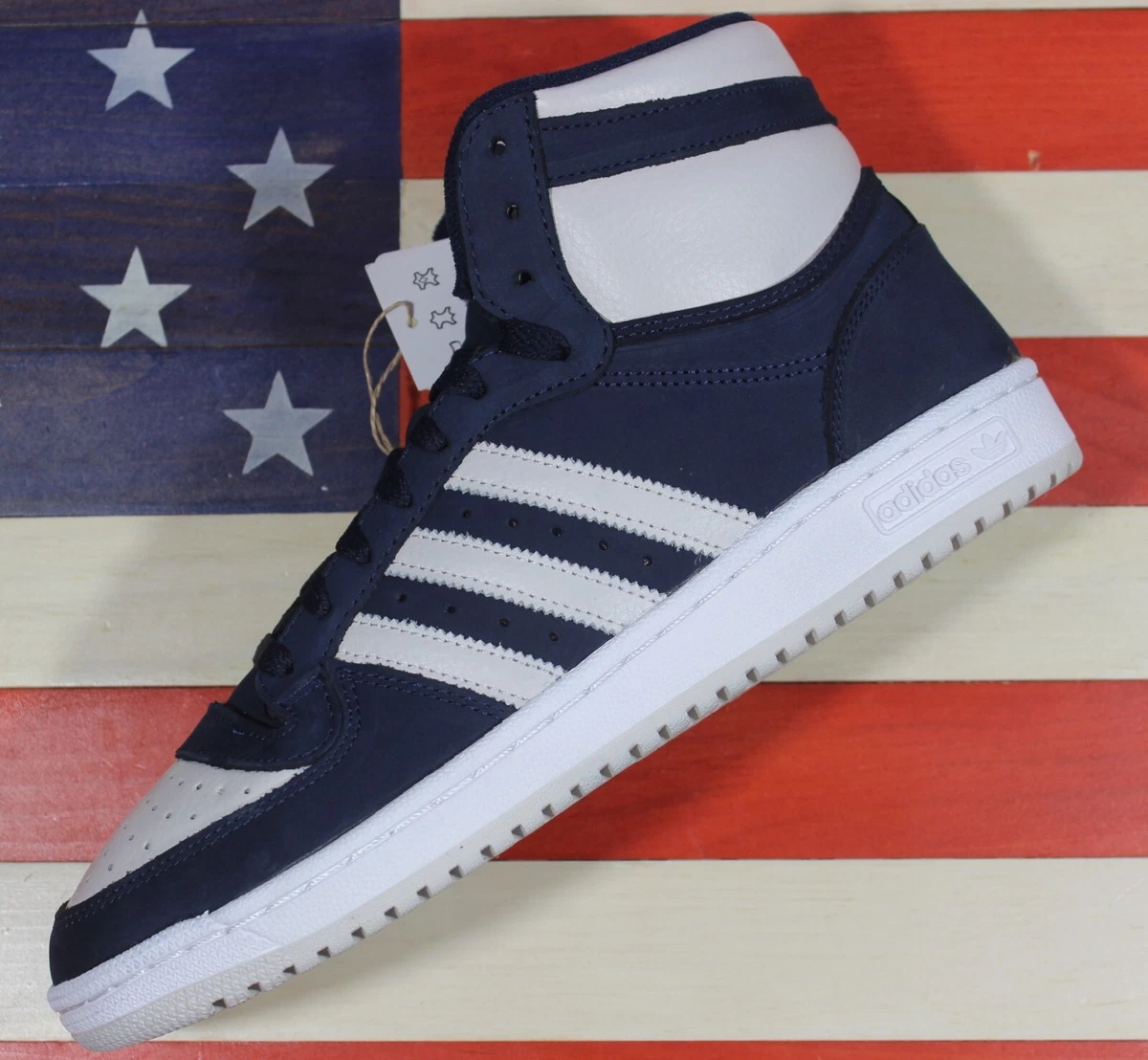 navy blue adidas high tops