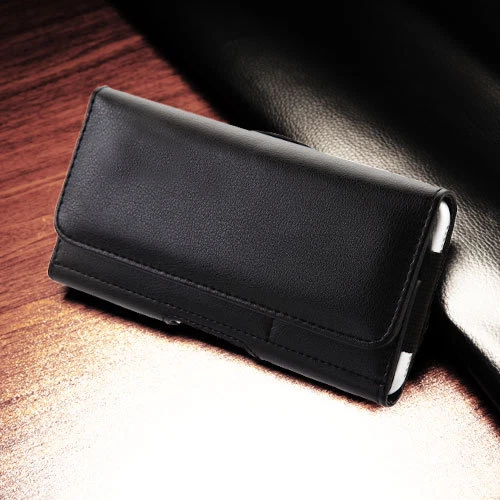 Leather Case Cover Pouch Flip Belt Clip for Universal Smart Phone w/ Card Slots - Image 2 of 4