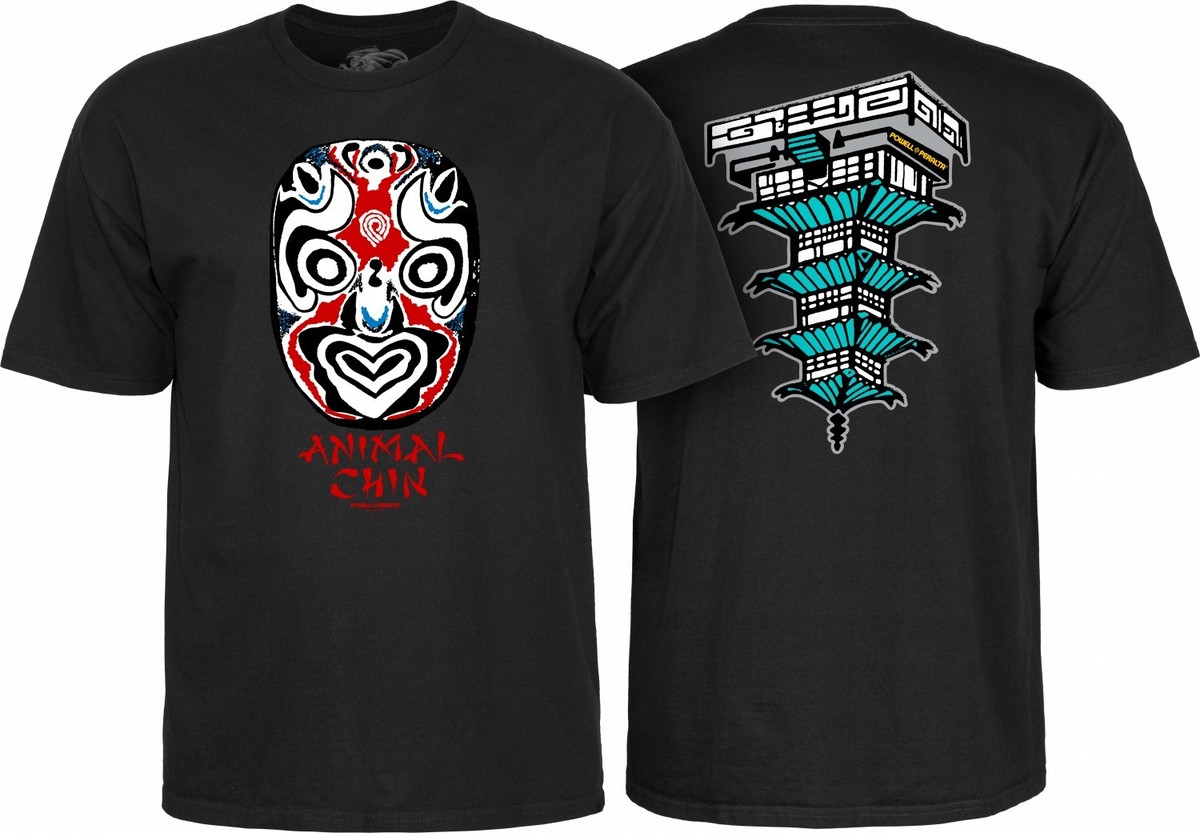 POWELL PERALTA Animal Chin Mask Skateboard Tee Shirt - BONES
