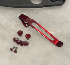 Red Titanium Deep Pocket Clip & Stainless Screws For Spyderco Shaman C229GPBK