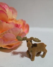 Miniature Flocked Moose figurine. 1.5"